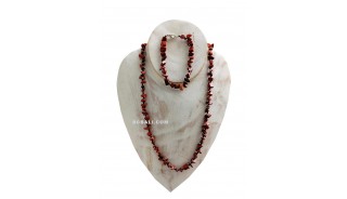 Stone Necklace Red Coral Set Bracelet Made in Bali